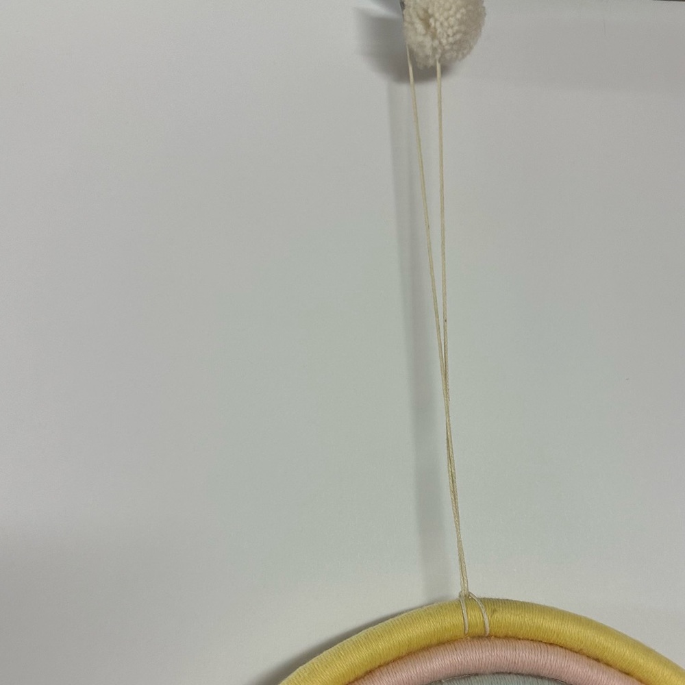 Handcrafted Hanging Decor Rainbow Pom Poms Made in Peru - Picture 3 of 3